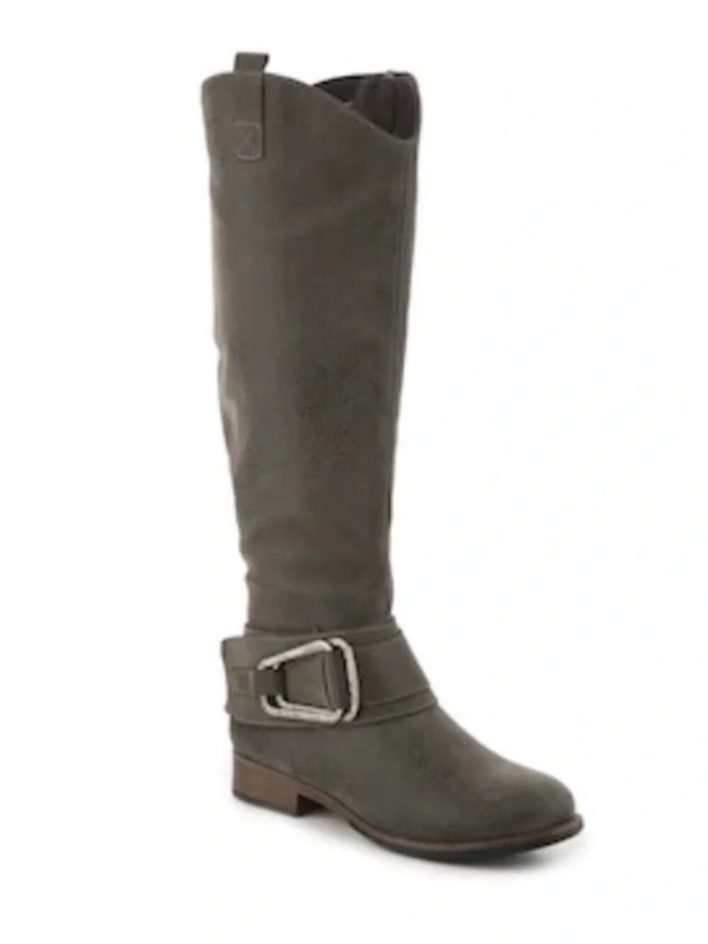 Levity Bonita Knee High Boots Riding Women 8 Distressed Side Zip Buckle EUC
